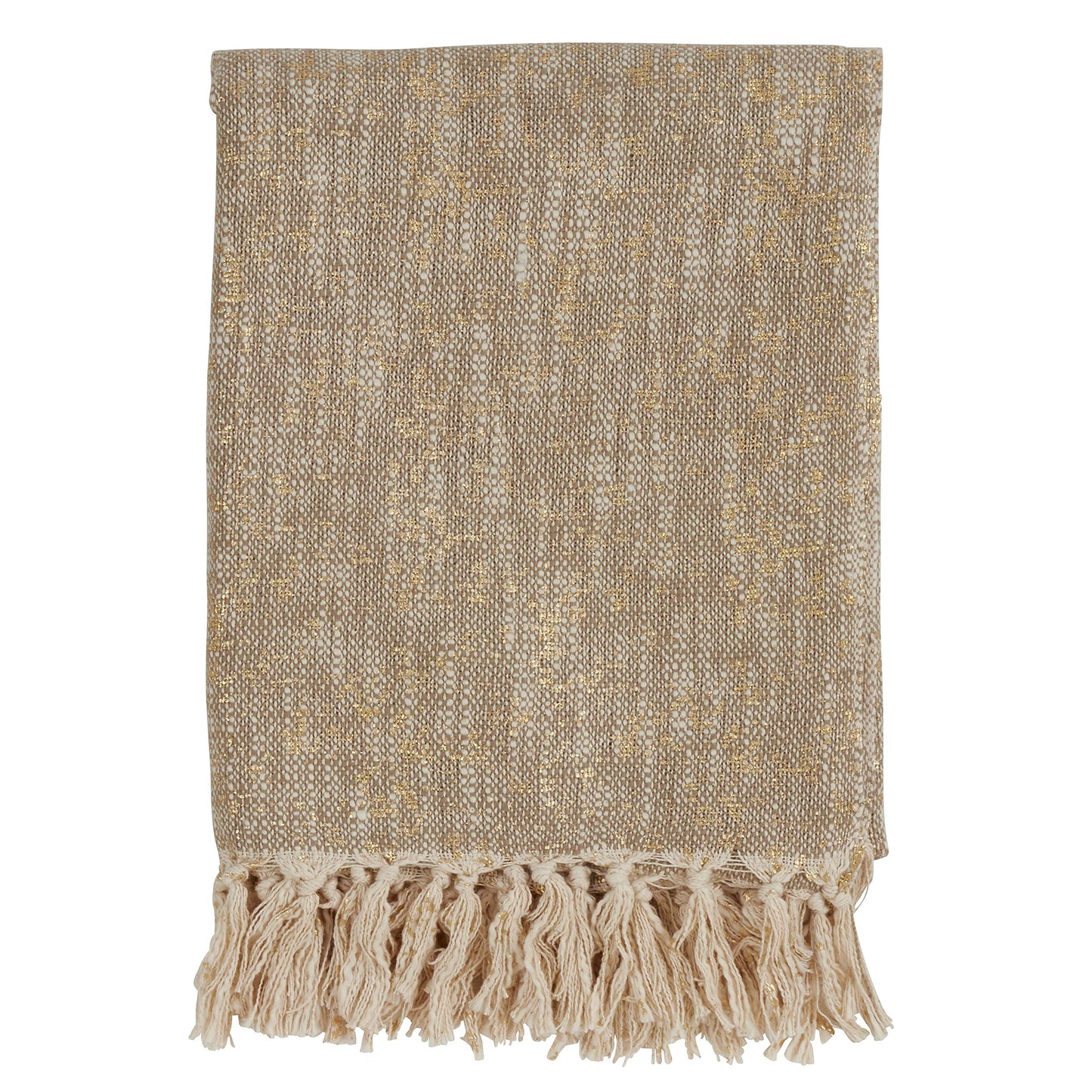 Fennco Styles Unique Metallic Print Design 100% Cotton Throw Blanket with Tassels - 2 Colors