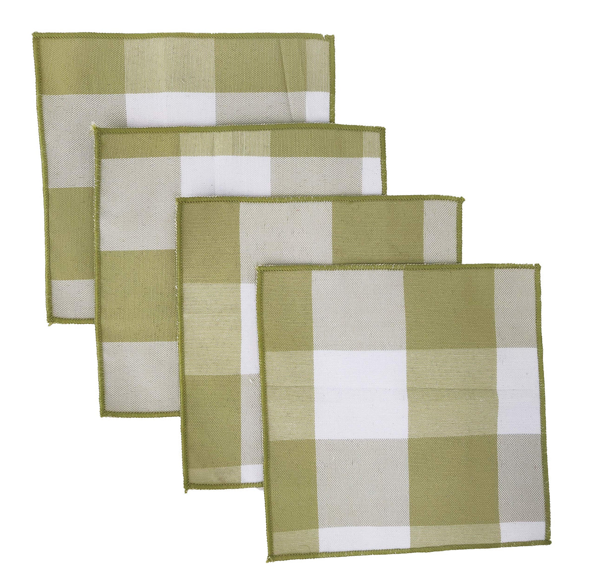 Buffalo Check Double Layers Reversible Coasters 6"W x 6"L, Set of 4 - Handmade in USA - Plaid Cocktail Napkins for Everyday Use and Special Occasion