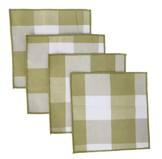 Buffalo Check Double Layers Reversible Coasters 6"W x 6"L, Set of 4 - Handmade in USA - Plaid Cocktail Napkins for Everyday Use and Special Occasion