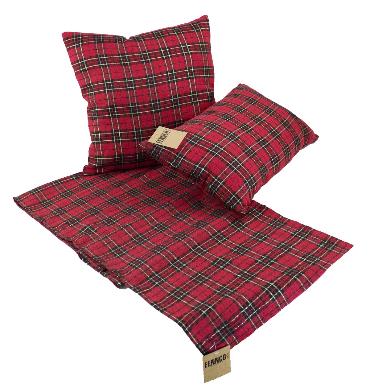 Holiday Tartan Plaid Dazzle Christmas Decorative Throw Pillow — accent cushion for living room bedroom and sofa seasonal decorating choice