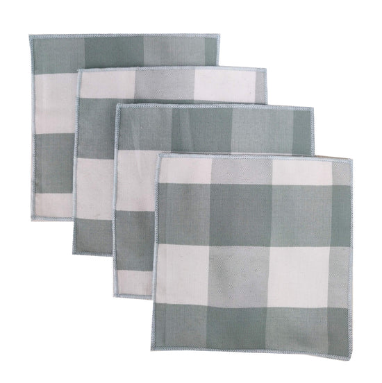 Buffalo Check Double Layers Reversible Coasters 6"W x 6"L, Set of 4 - Handmade in USA - Plaid Cocktail Napkins for Everyday Use and Special Occasion