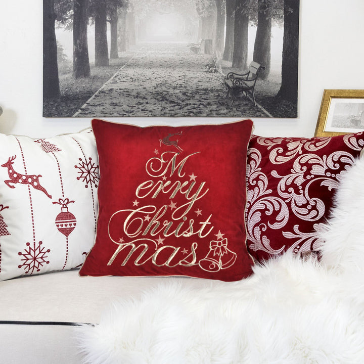Red Velvet Christmas Throw Pillow, holiday sofa and bedroom decor