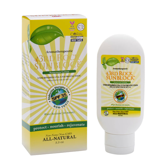 3rd Rock Sunblock SPF 35+ – Natural Zinc Sunscreen Lotion | Toxin-Free, Water-Resistant, Aromatherapeutic