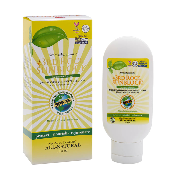 3rd Rock Sunblock SPF 35+ – Natural Zinc Sunscreen Lotion | Toxin-Free, Water-Resistant, Aromatherapeutic