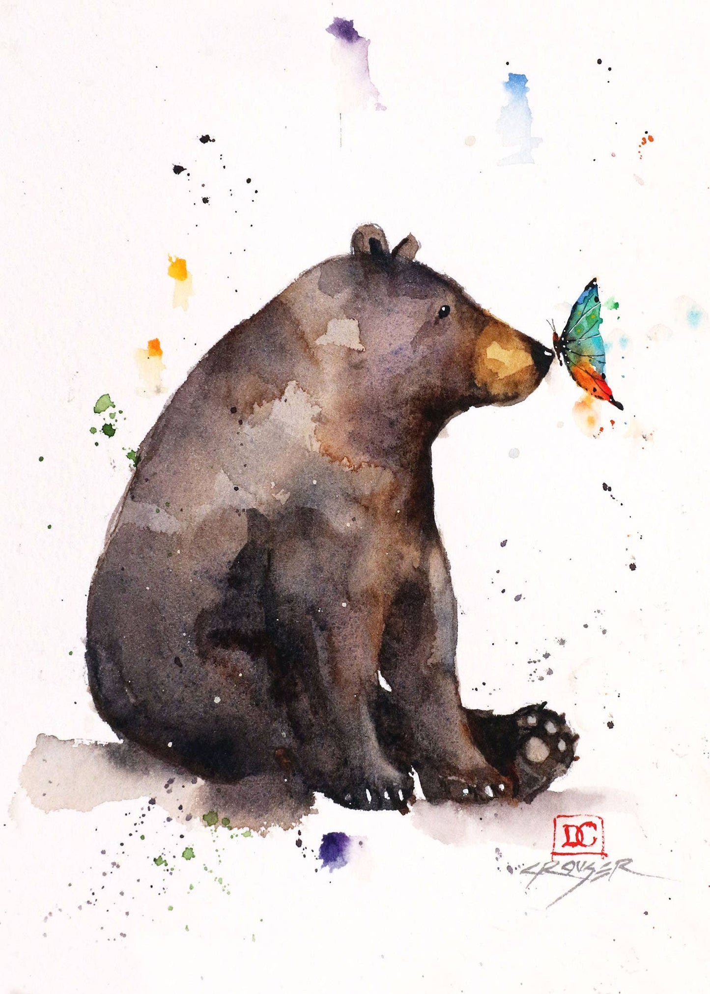 5 x 7" Greeting Card  'BEAR & BUTTERFLY'