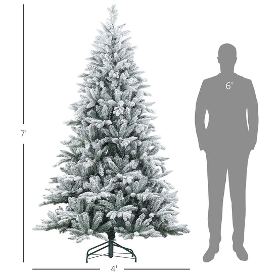 HOMCOM 7ft Snow Flocked Artificial Christmas Tree