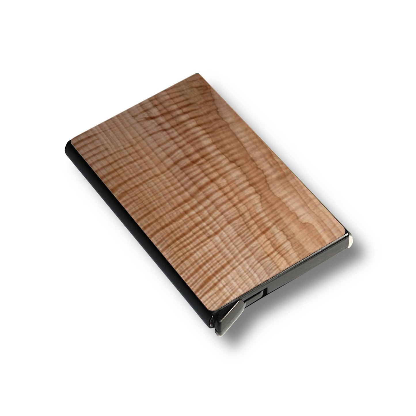 Slim Wooden RFID Blocking Wallet – Minimalist Aluminum Card Holder with Fast Access Switch