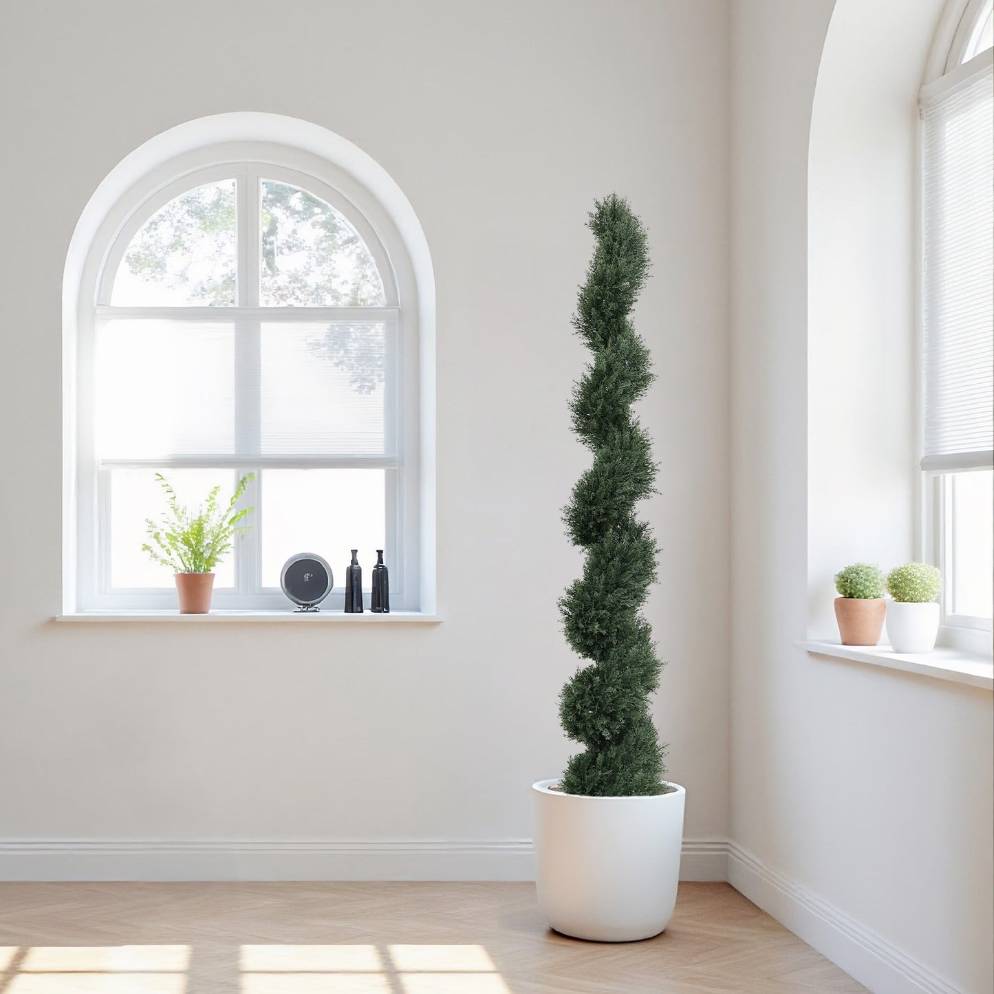 6ft Spiral-Shaped Potted Cedar Tree - 2pcs Artificial Evergreen Set