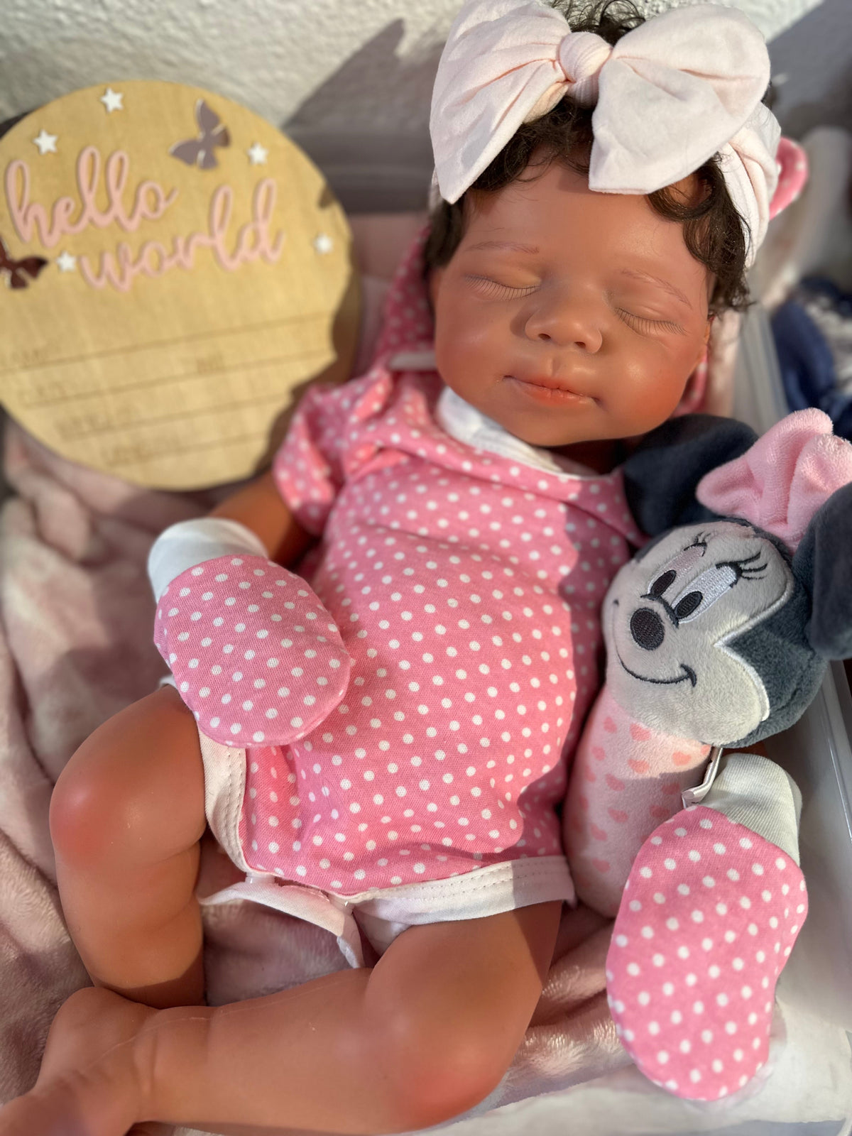 Victoria 19” W/ NEWBORN CURLY HAIR , CUSTOM MADE Full Silicone Tan Skin open mouth tat 5 days