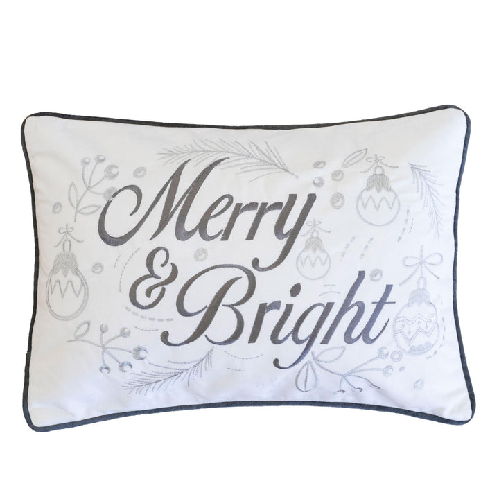 Merry & Bright Christmas Throw Pillow – 14x20 Velvet Lumbar Cushion, festive Christmas home decor accent at Cedar & Spice Gifts