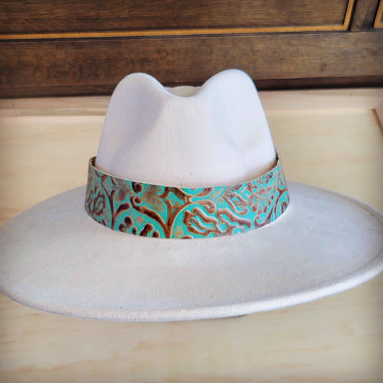 **Wide Genuine Leather Cowboy Turquoise Hat Band Only 953u