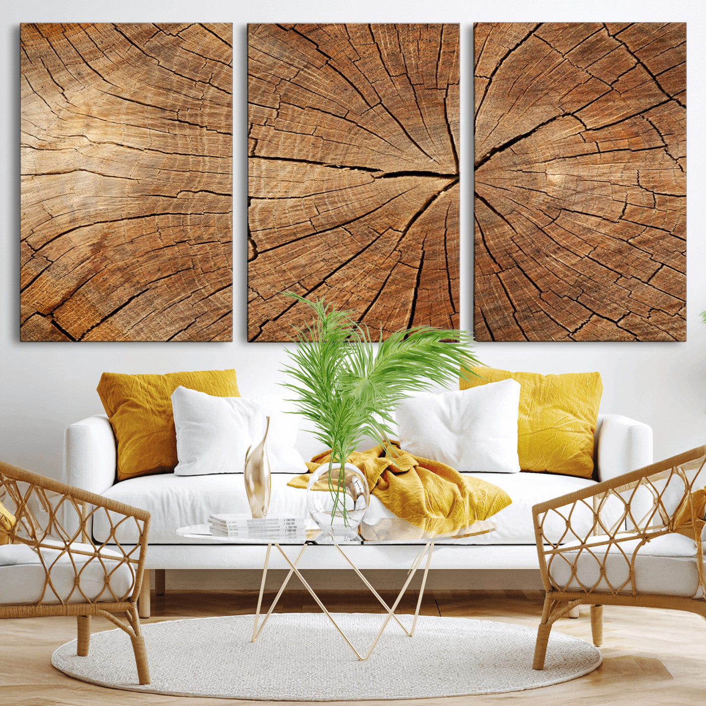 Tree Ring Canvas Art, Rustic Wood Grain Wall Art, Tree Slice