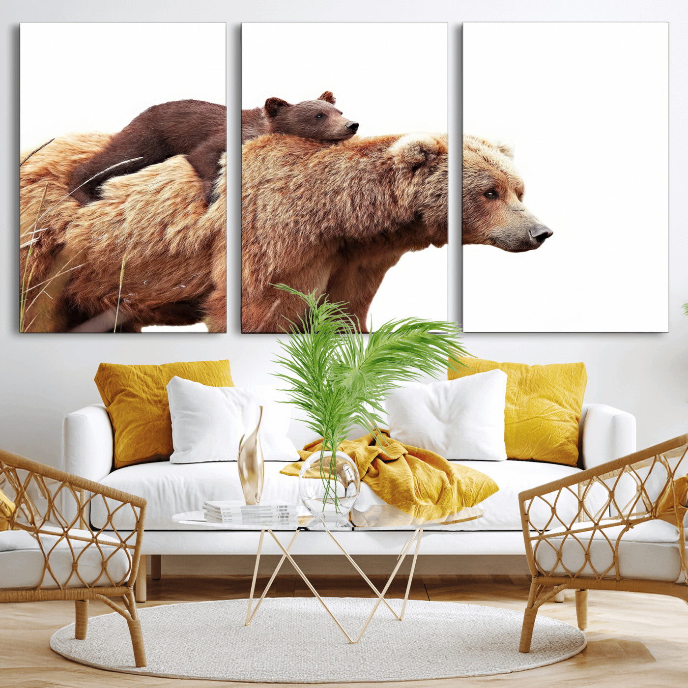Mother and Baby Bear Canvas Wall Art - Adorable Wildlife