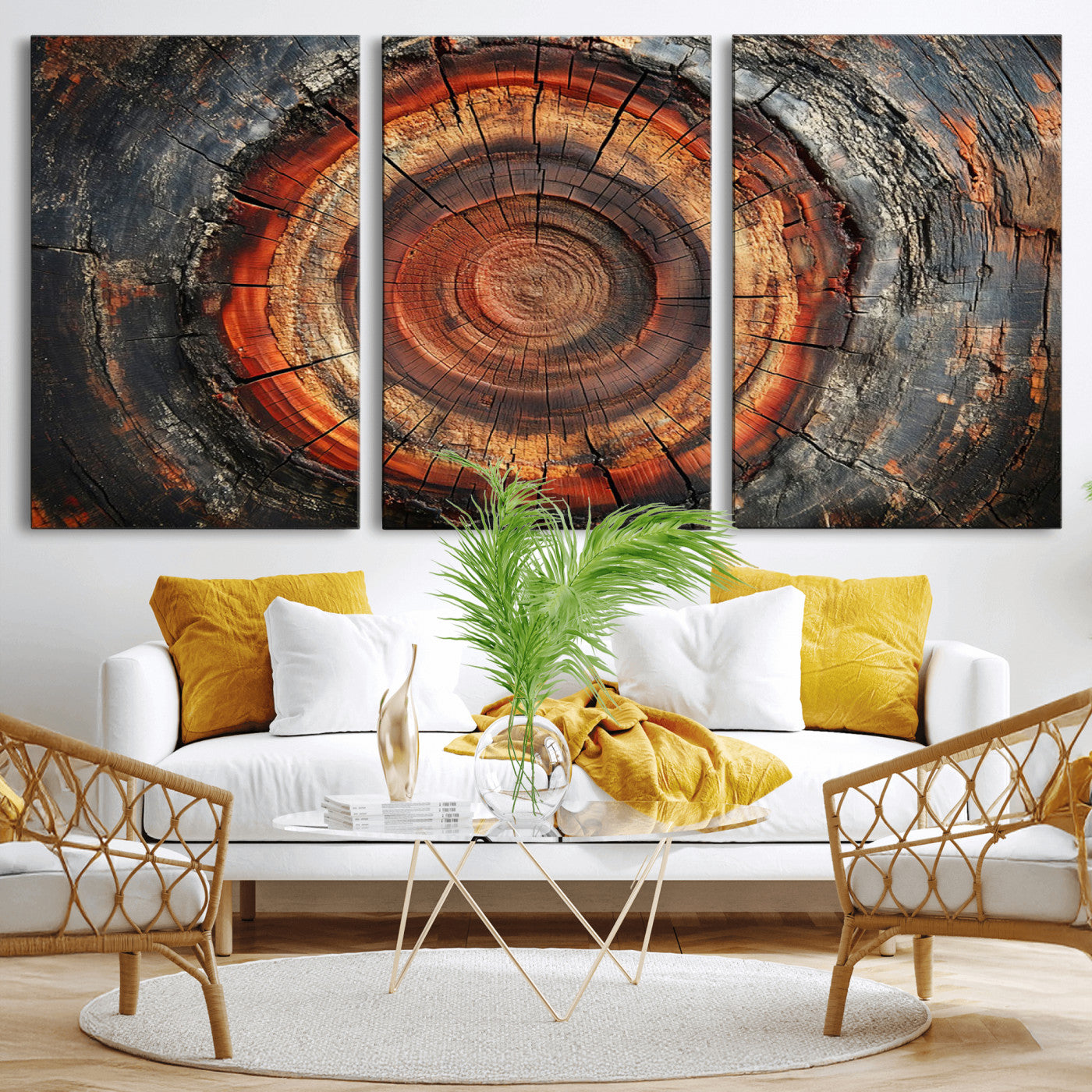 Wood Grain Canvas Wall Art - Framed Abstract Tree Ring