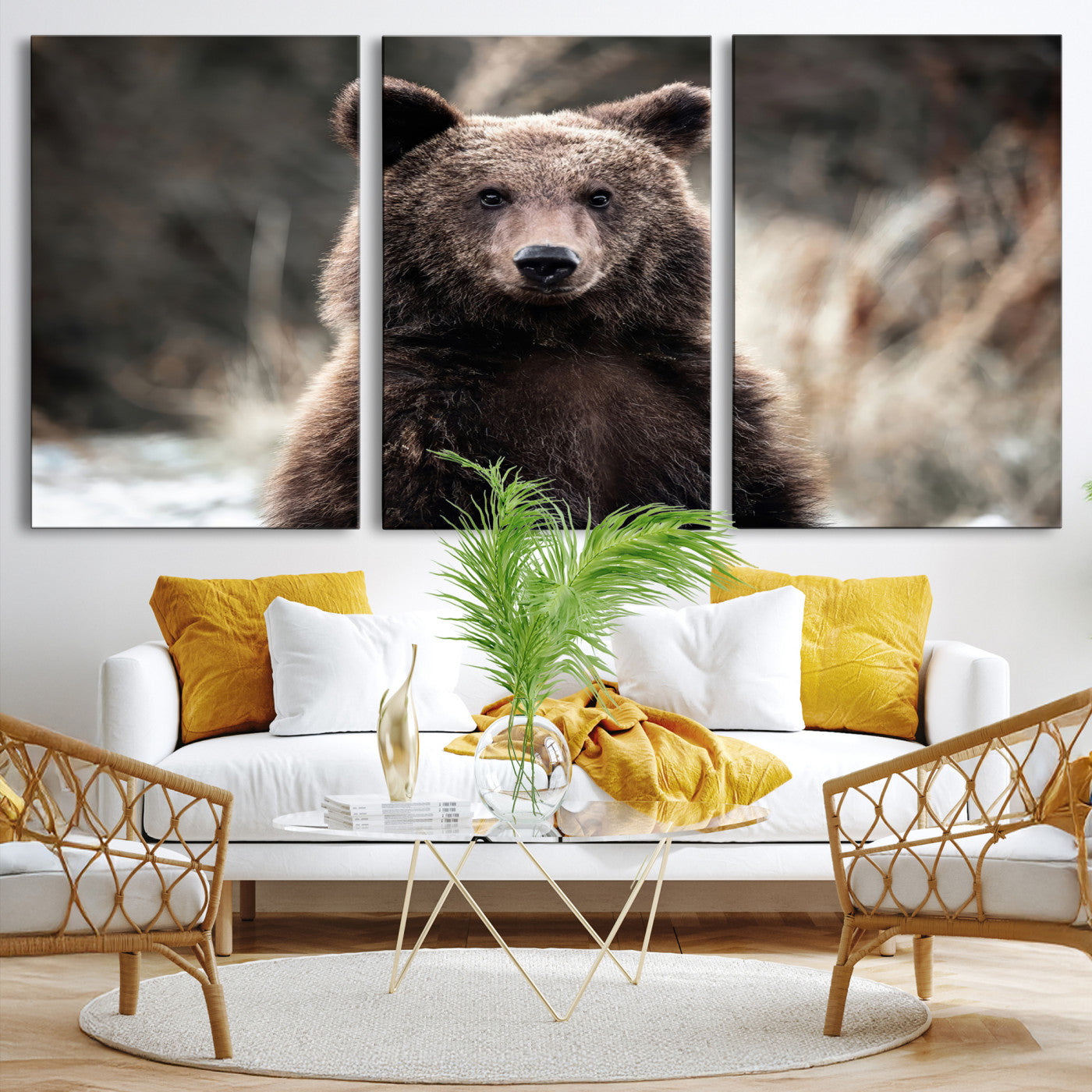 Brown Bear Wall Art Canvas Print – Framed Majestic Woodland