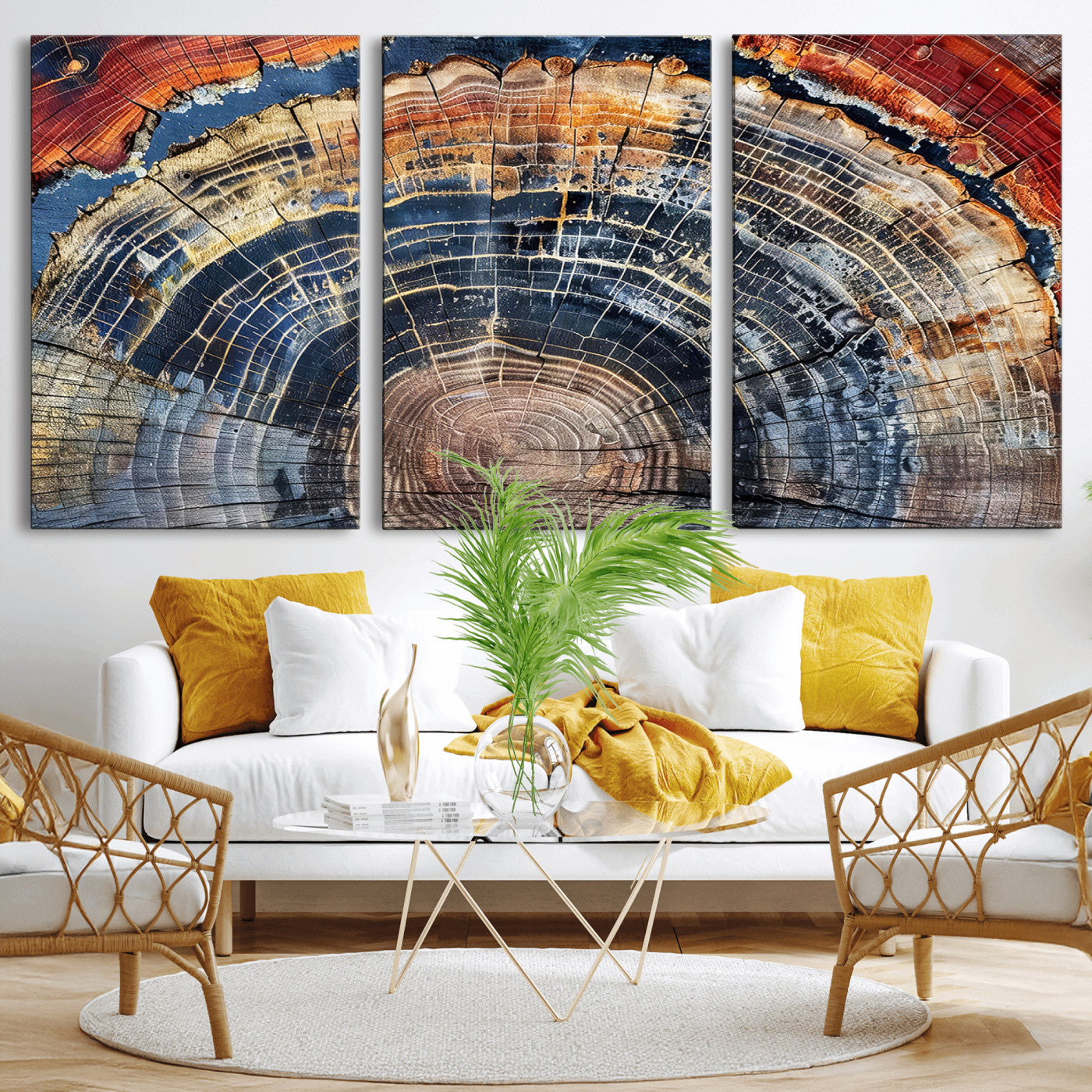 Tree Rings Wall Art Canvas Print – Framed Petrified Wood