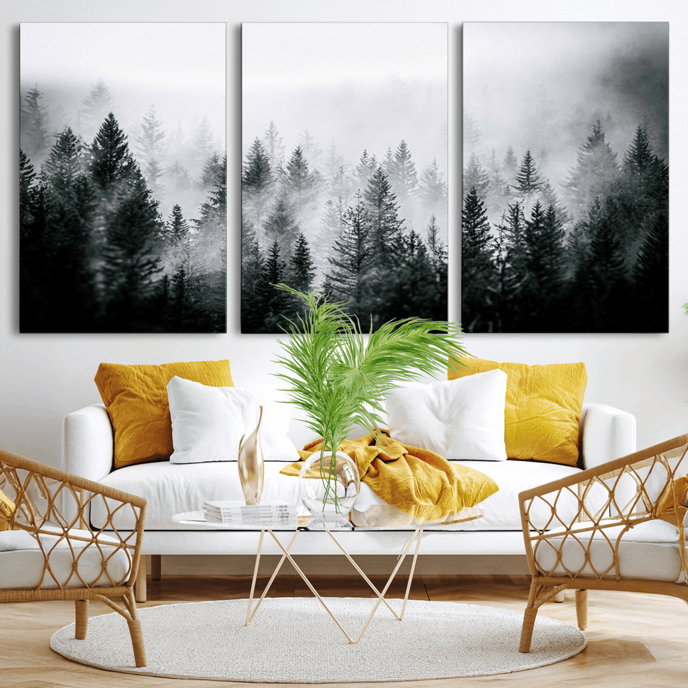 Foggy Forest Wall Art Canvas Print – Mountain Woodland