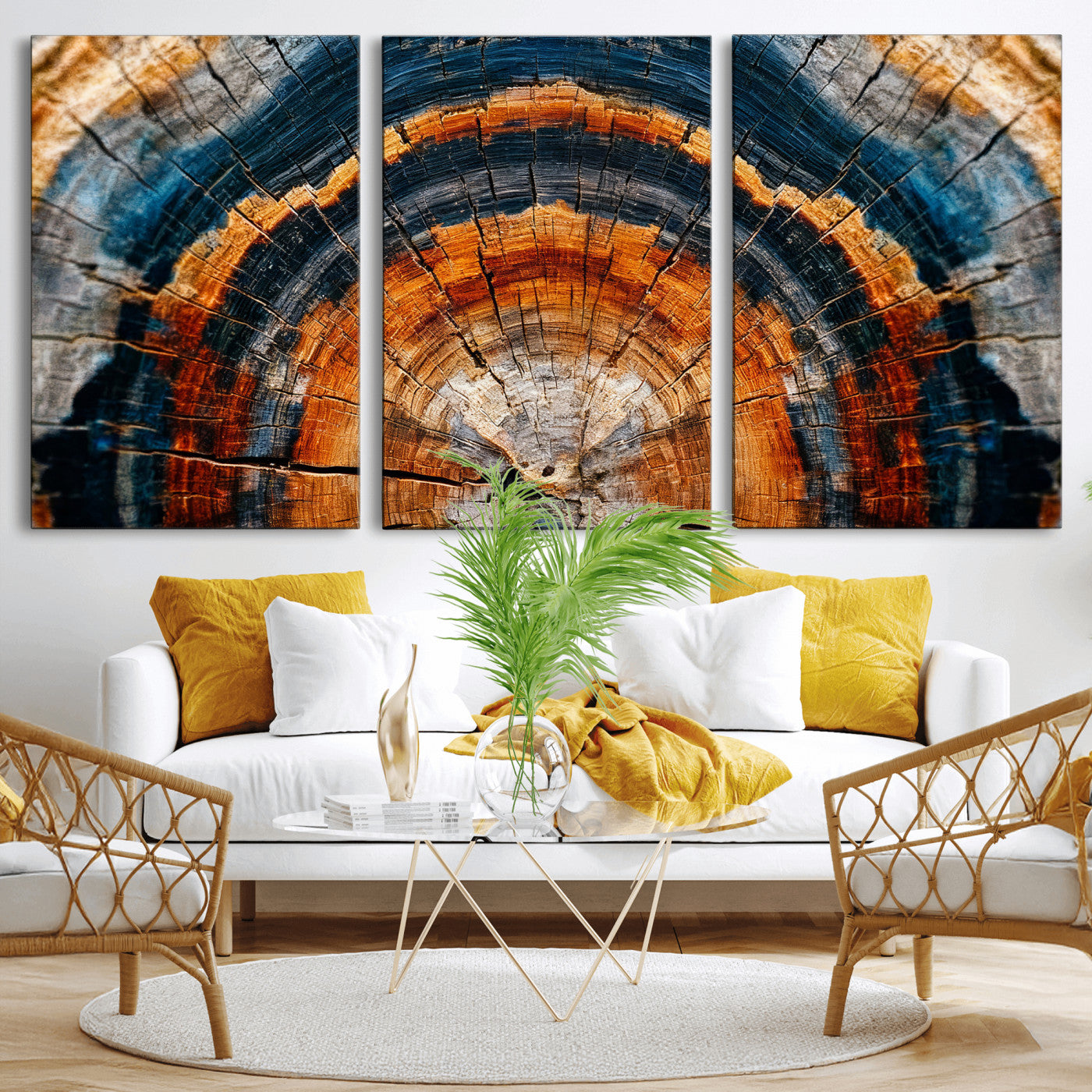 Abstract Wood Grain Canvas Print, Tree Ring Pattern Wall
