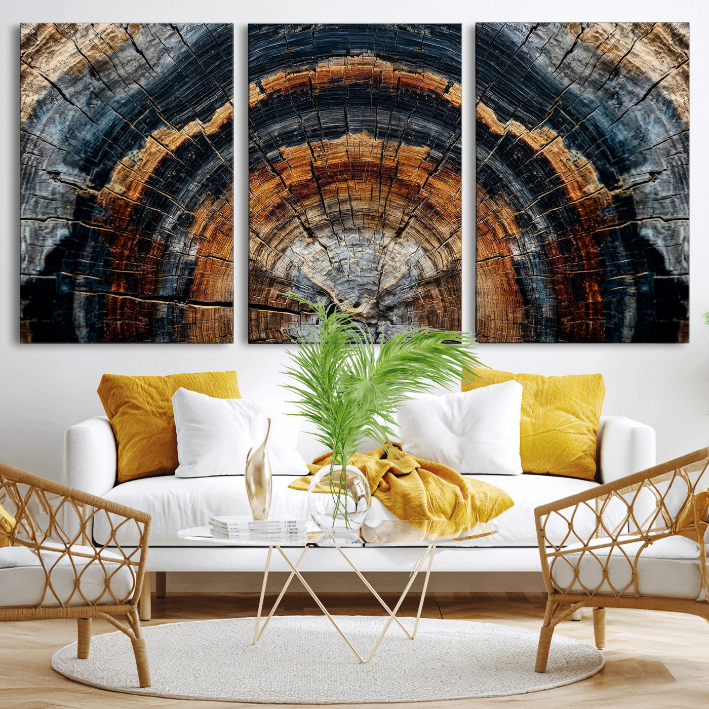 Abstract Wood Grain Canvas Print, Tree Ring Pattern Wall