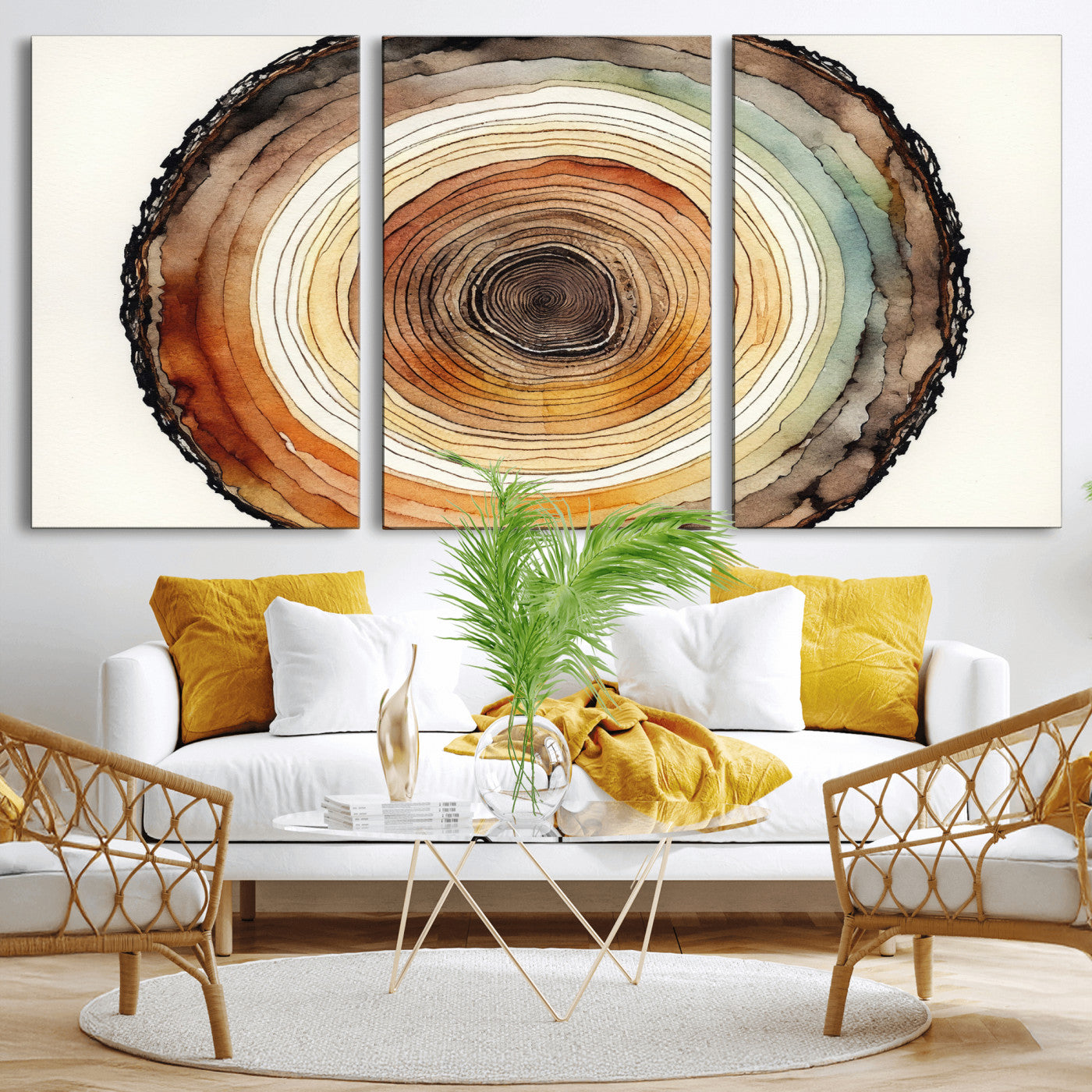 Natural Wood Slice Wall Art Canvas Print, Tree Ring Wall