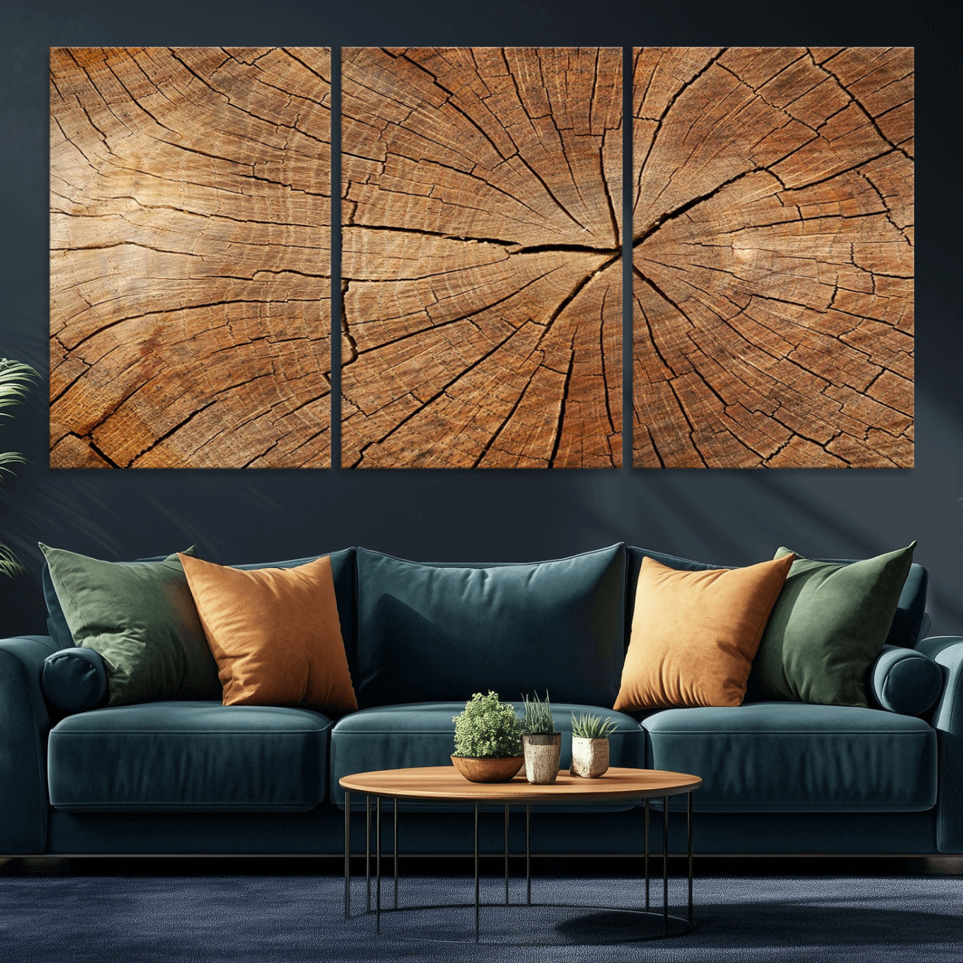 Tree Ring Canvas Art, Rustic Wood Grain Wall Art, Tree Slice