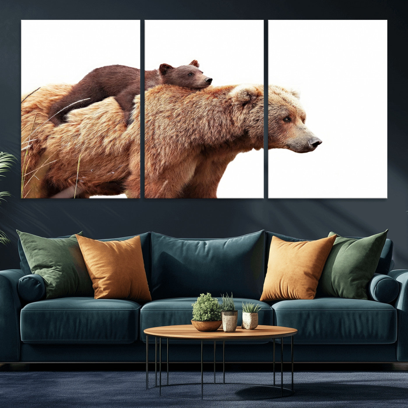 Mother and Baby Bear Canvas Wall Art - Adorable Wildlife
