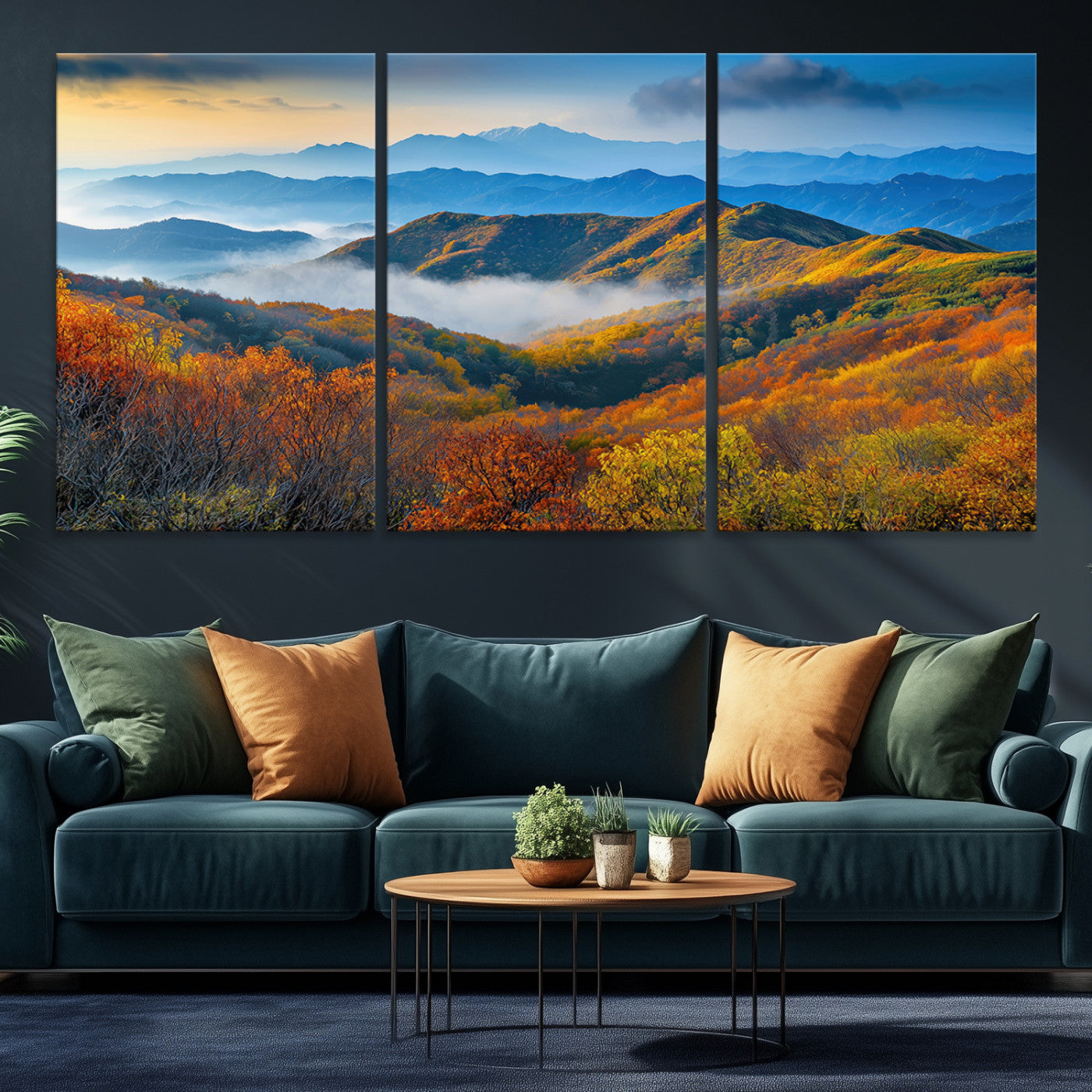 Autumn Mountains Wall Art Canvas Print – Foggy Peaks
