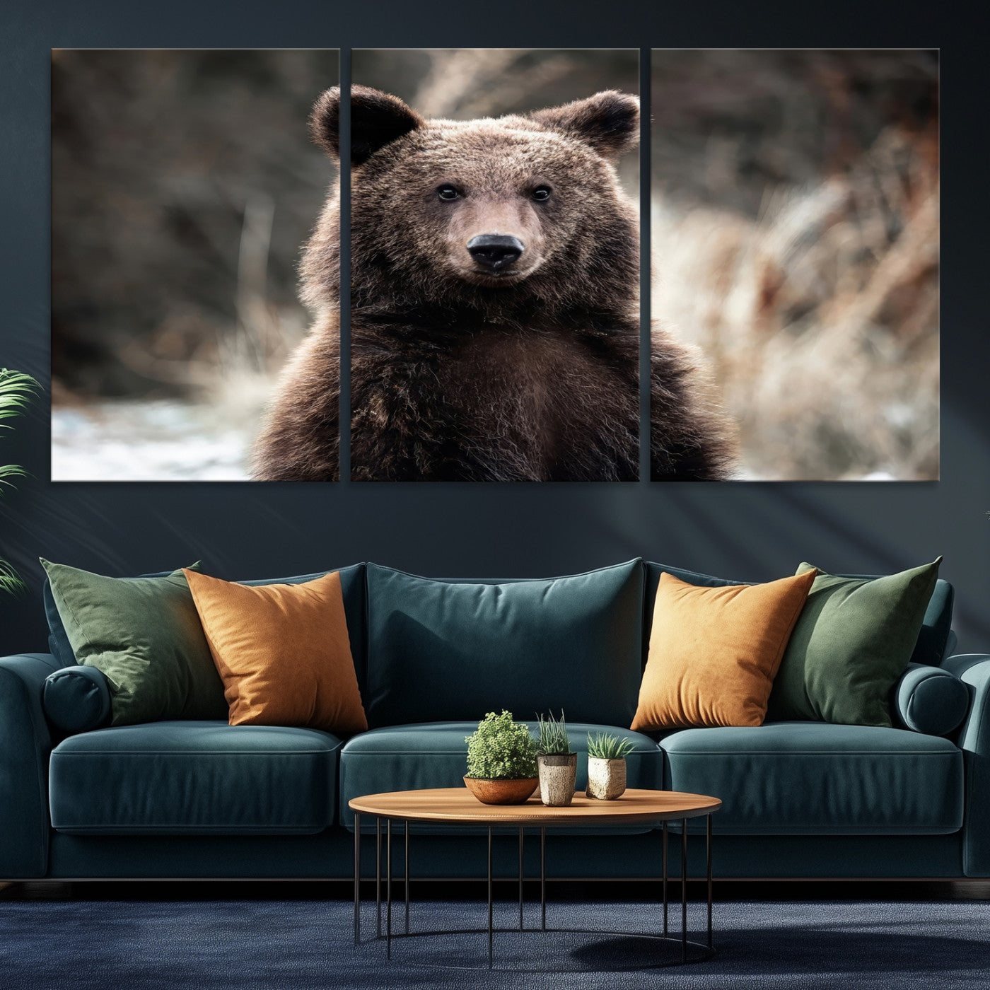 Brown Bear Wall Art Canvas Print – Framed Majestic Woodland