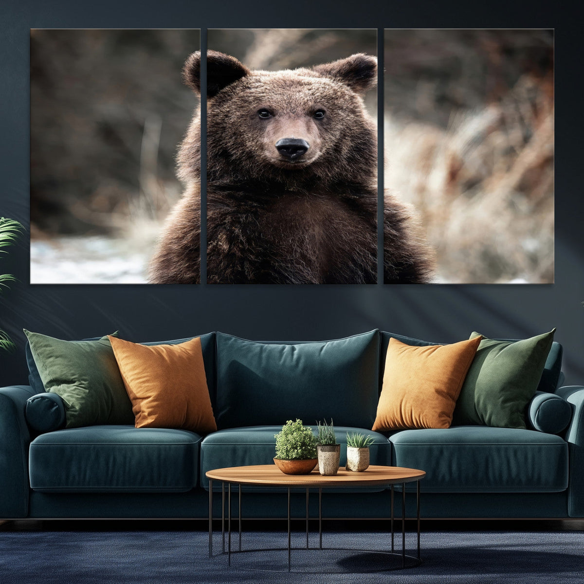 Brown Bear Wall Art Canvas Print – Framed Majestic Woodland