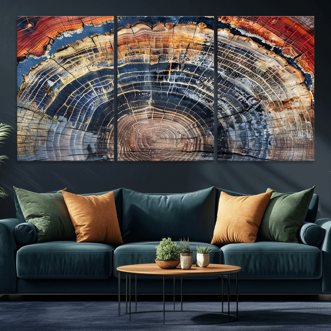 Tree Rings Wall Art Canvas Print – Framed Petrified Wood