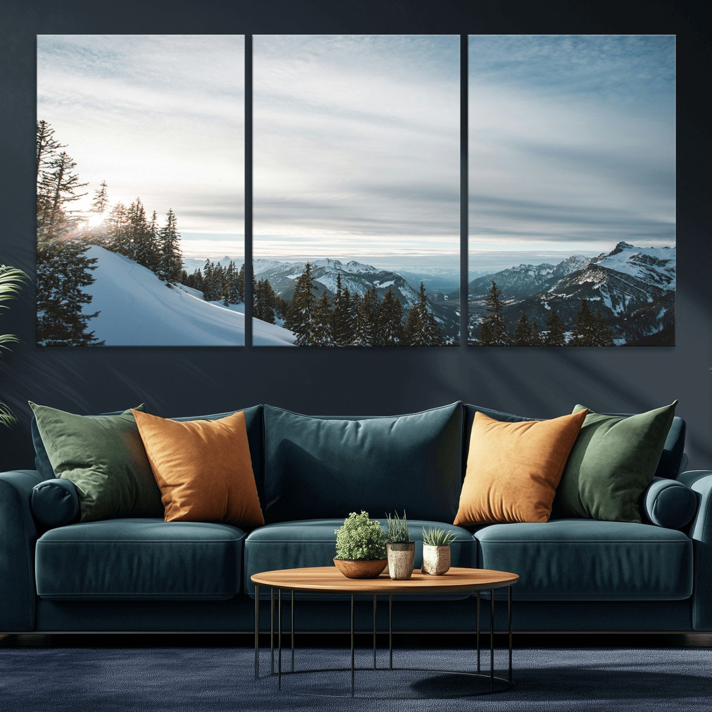 Snowy Mountains Wall Art Canvas Print – Framed Alpine