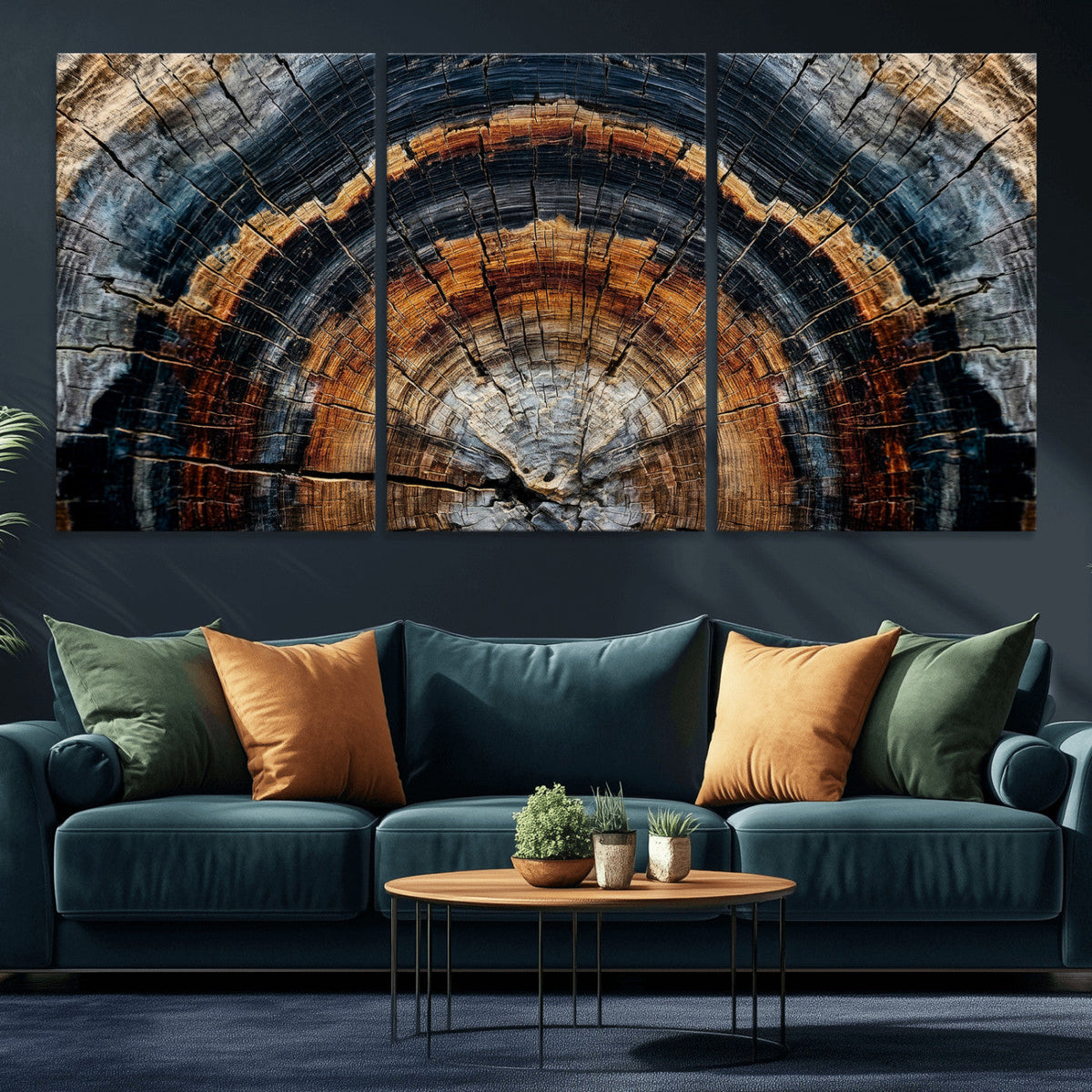 Abstract Wood Grain Canvas Print, Tree Ring Pattern Wall