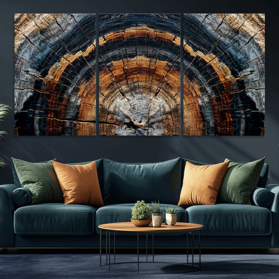 Abstract Wood Grain Canvas Print, Tree Ring Pattern Wall