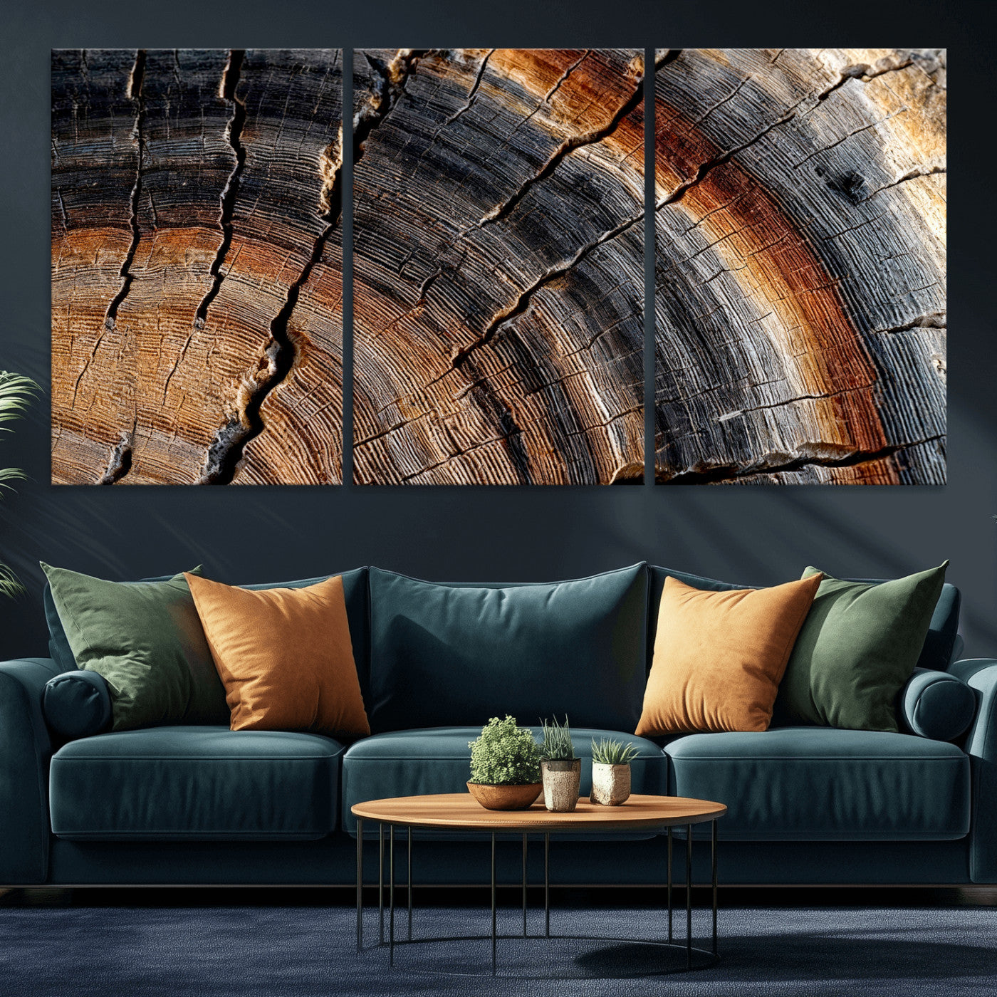 Abstract Tree Ring Wall Art Print – Natural Rustic Wood