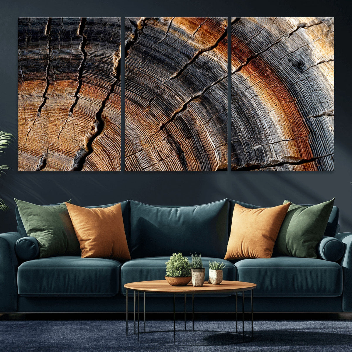 Abstract Tree Ring Wall Art Print – Natural Rustic Wood