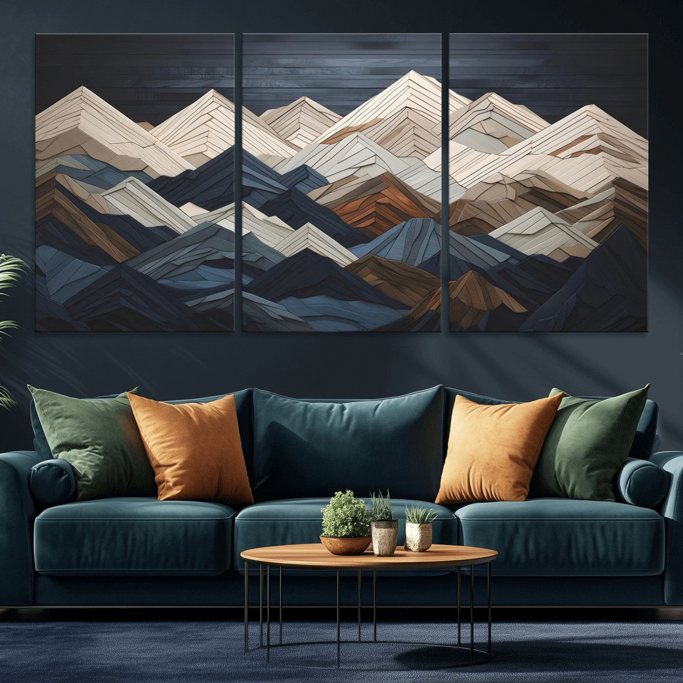 Wood Mountain Wall Art | Mountain Canvas Print Wood Decor |