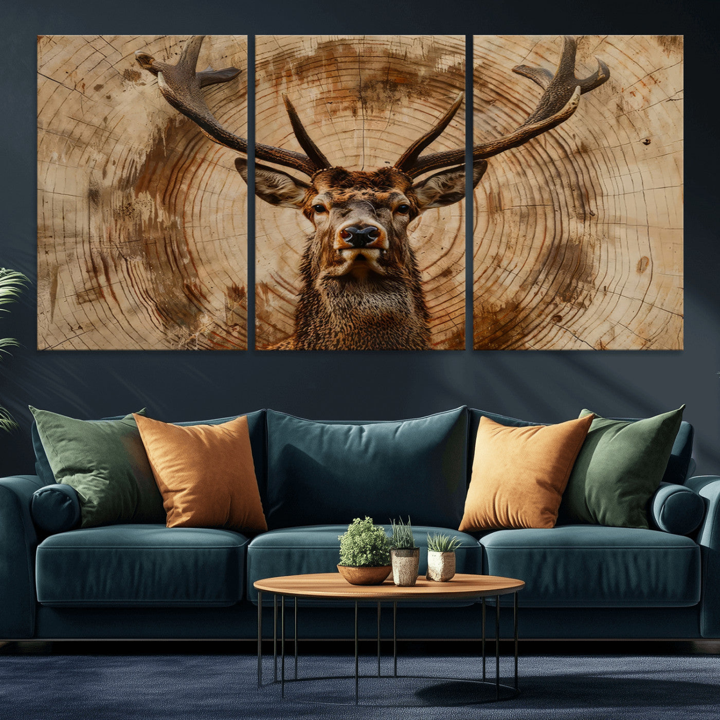 Wood Abstract Deer Wall Art | Rustic Wildlife Canvas Print |