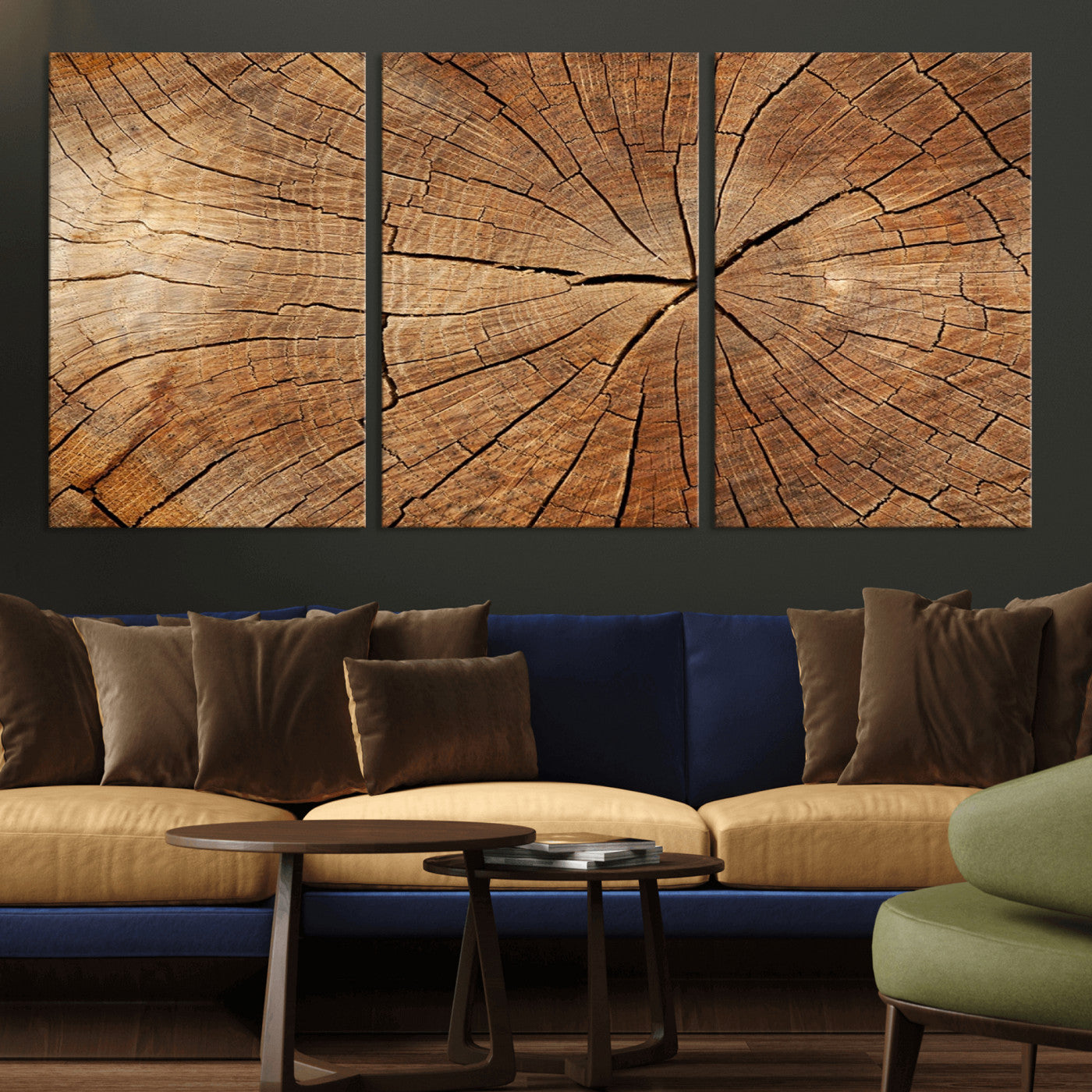 Tree Ring Canvas Art, Rustic Wood Grain Wall Art, Tree Slice