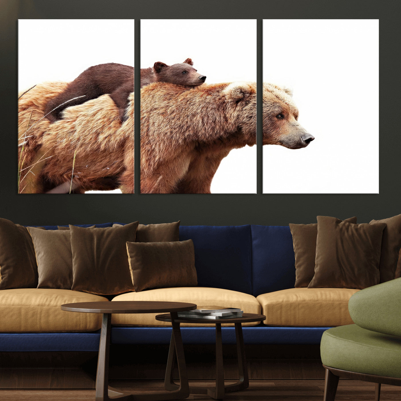 Mother and Baby Bear Canvas Wall Art - Adorable Wildlife
