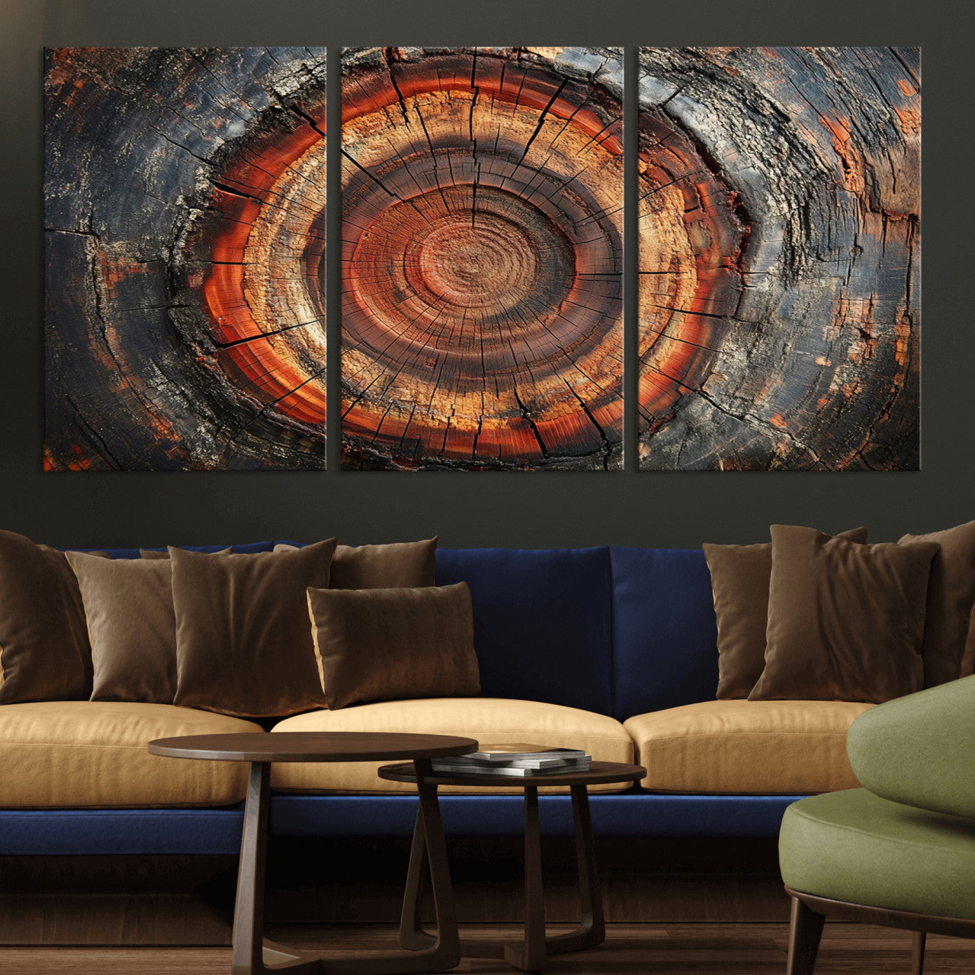 Wood Grain Canvas Wall Art - Framed Abstract Tree Ring