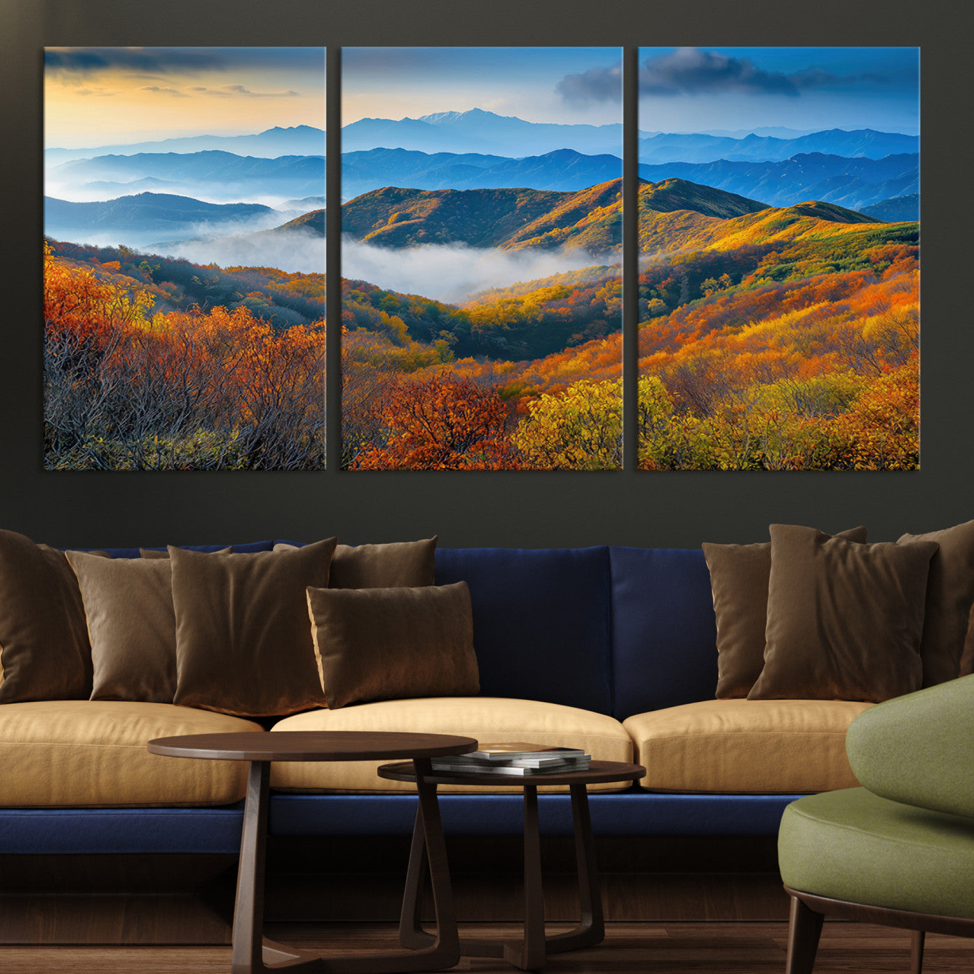 Autumn Mountains Wall Art Canvas Print – Foggy Peaks