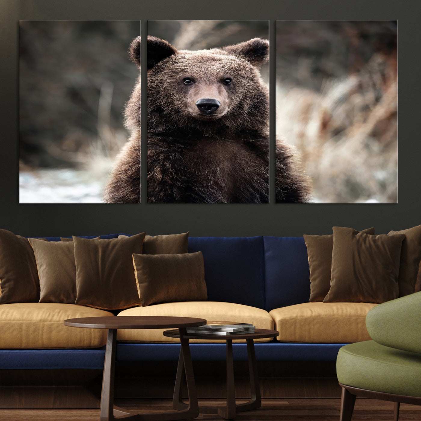 Brown Bear Wall Art Canvas Print – Framed Majestic Woodland