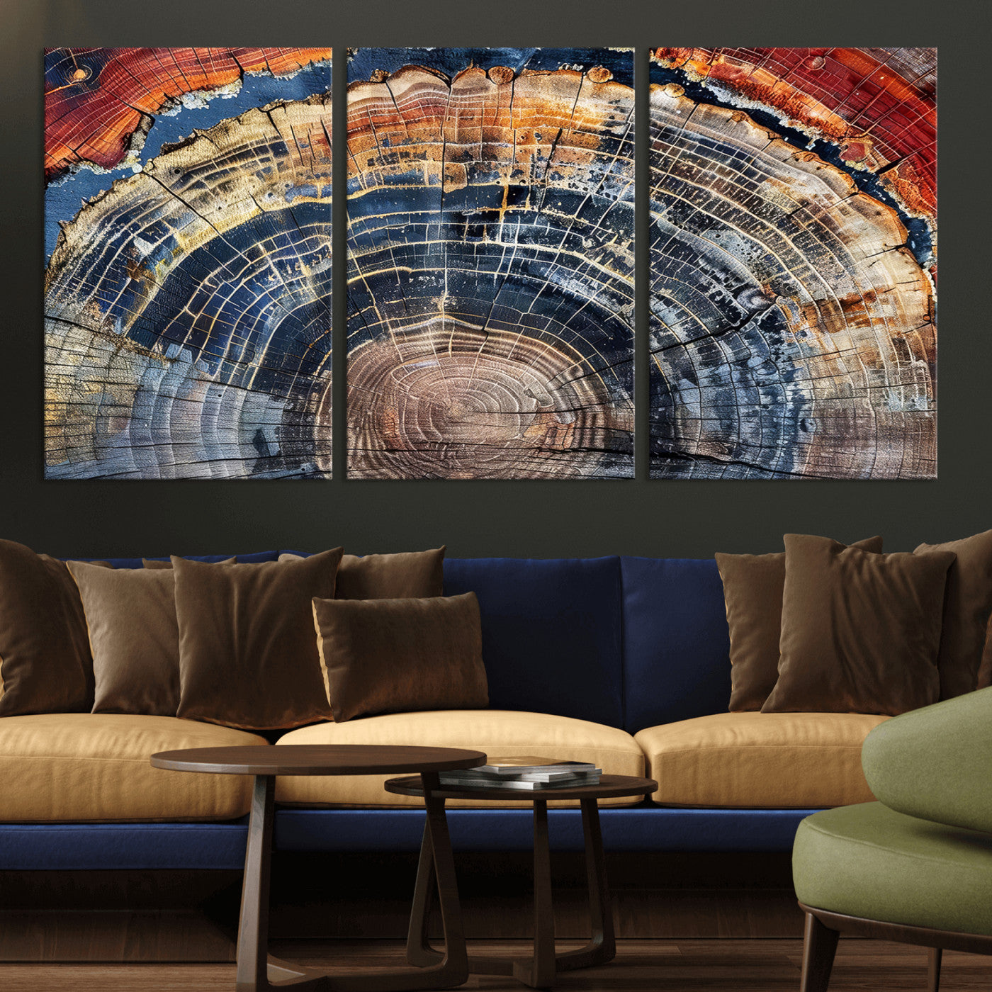 Tree Rings Wall Art Canvas Print – Framed Wood Art Picture