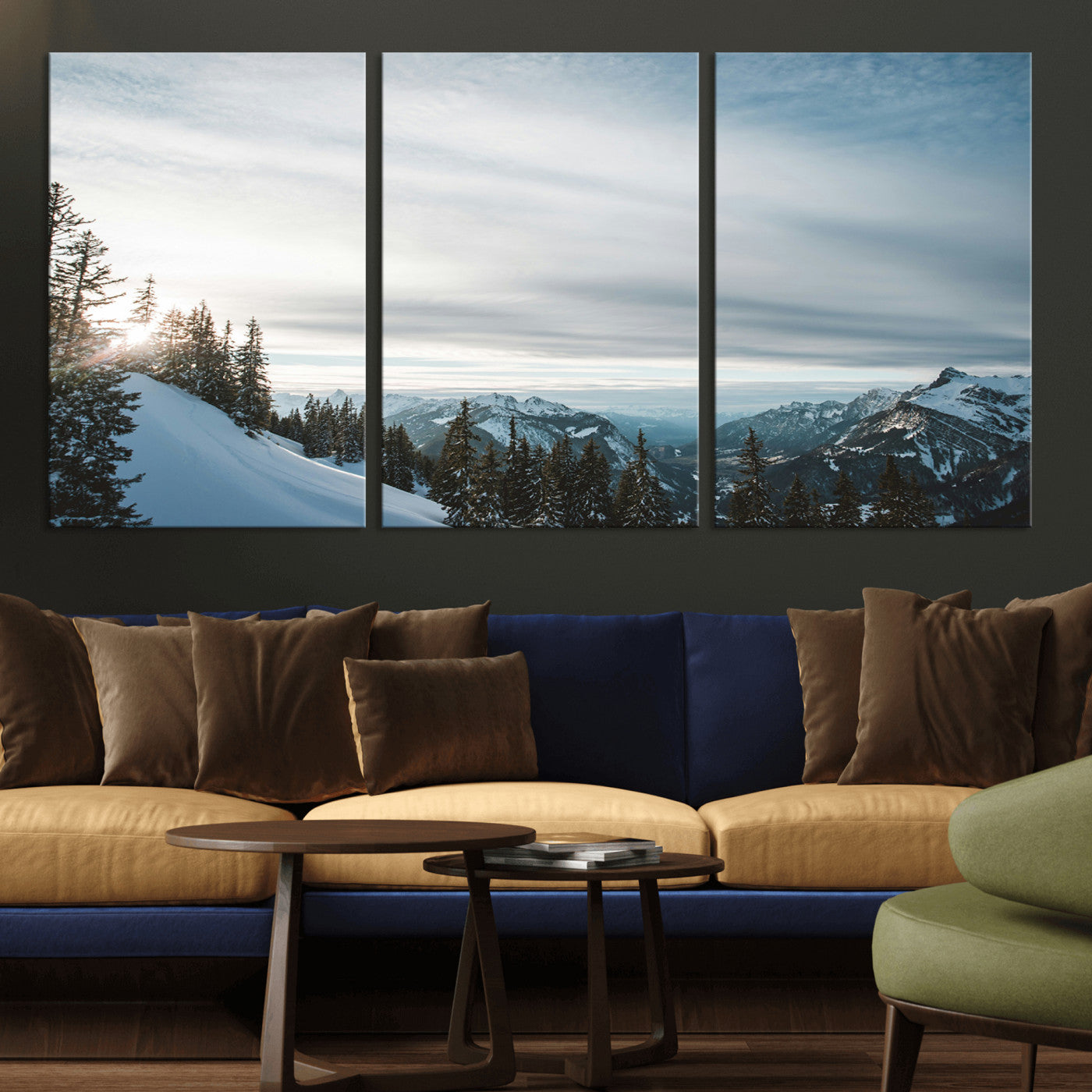 Snowy Mountains Wall Art Canvas Print – Framed Alpine