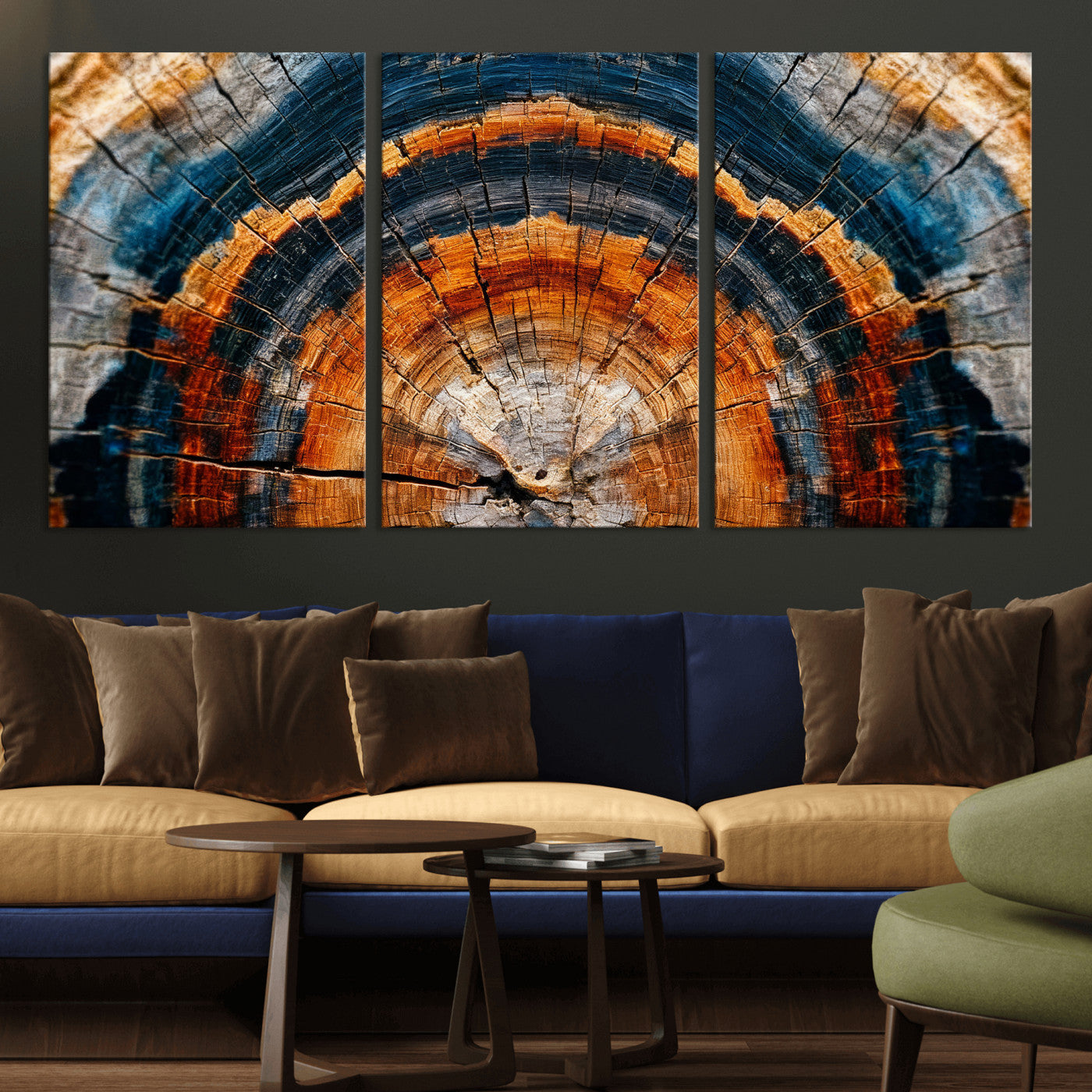 Abstract Wood Grain Canvas Print, Tree Ring Pattern Wall