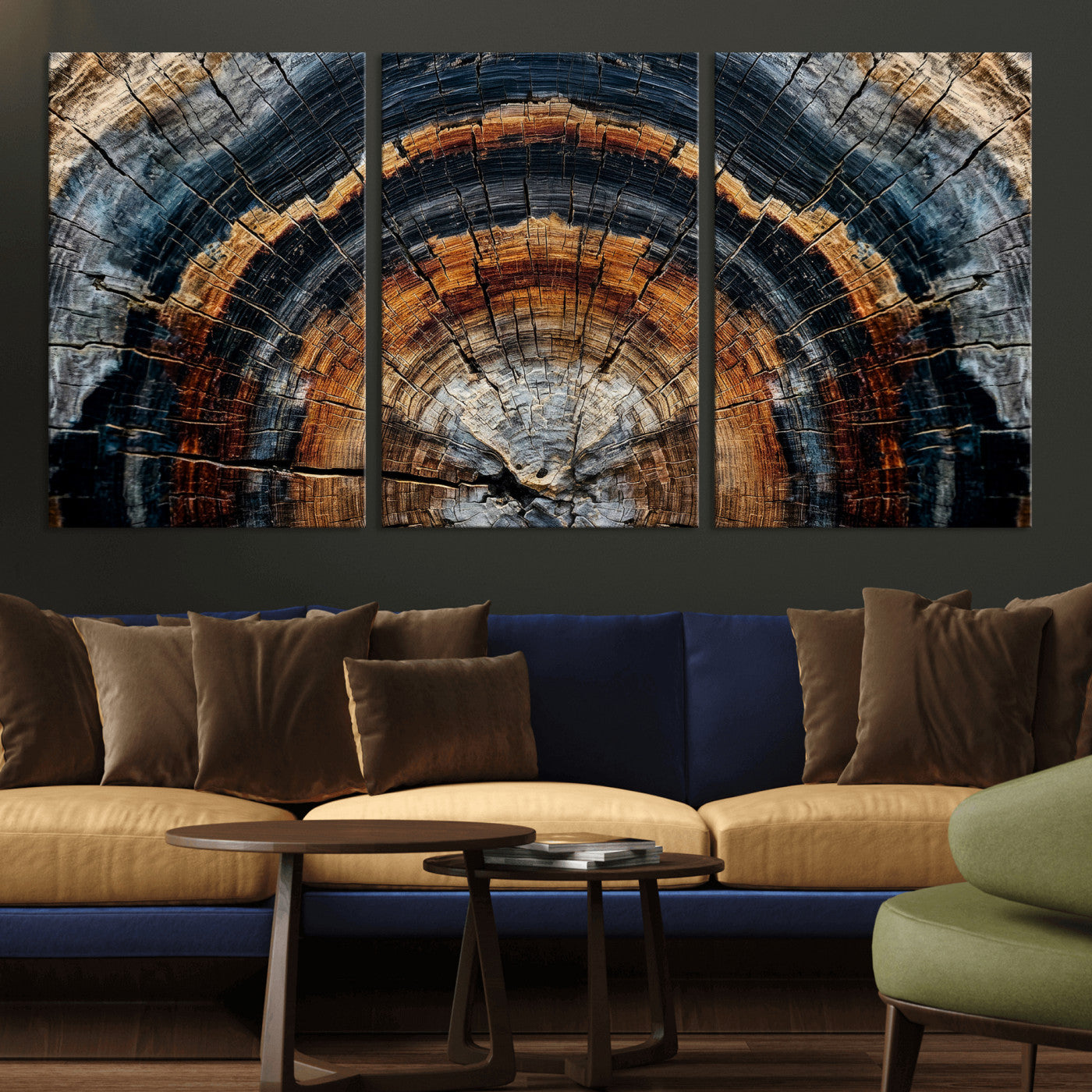 Abstract Wood Grain Canvas Print, Tree Ring Pattern Wall