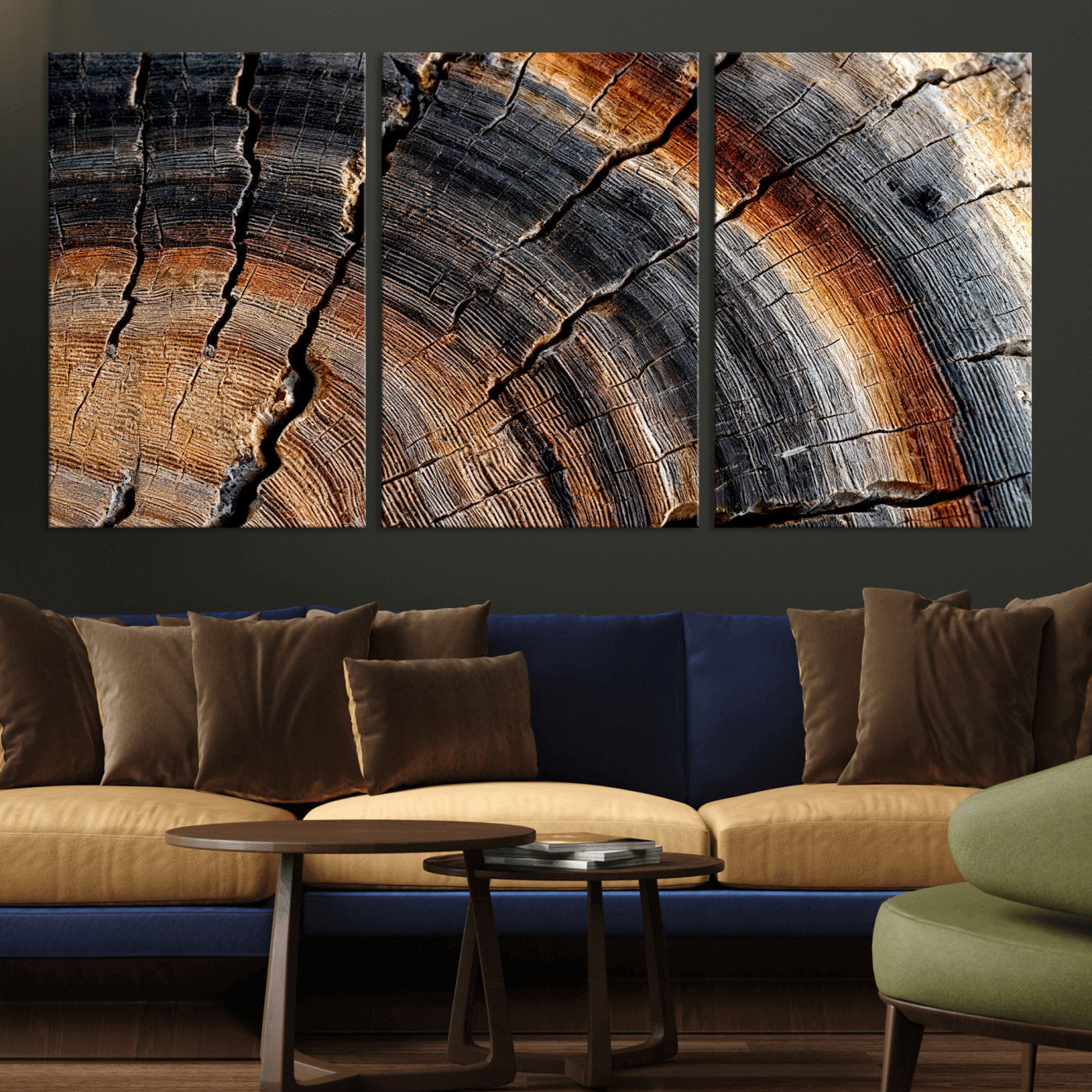 Abstract Tree Ring Wall Art Print – Natural Rustic Wood