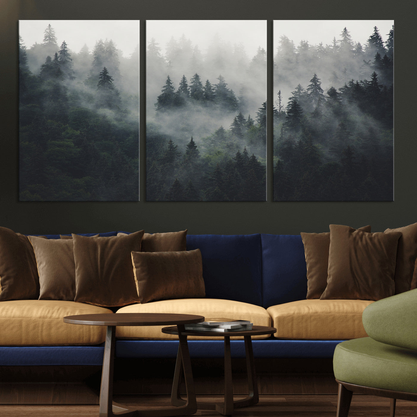 Nature Wall Decor - Serene Triptych Nature Print – Woodland