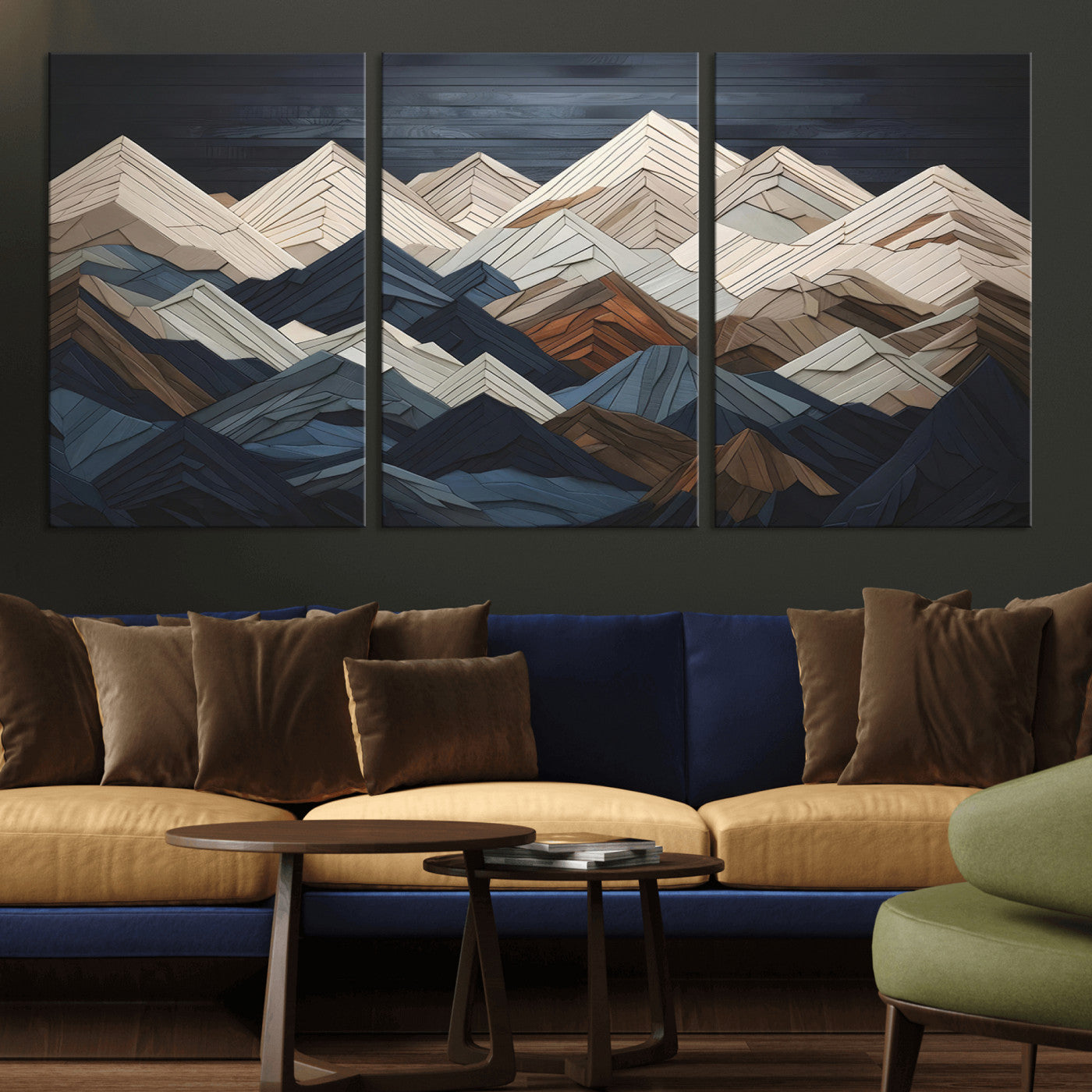 Wood Mountain Wall Art | Mountain Canvas Print Wood Decor |