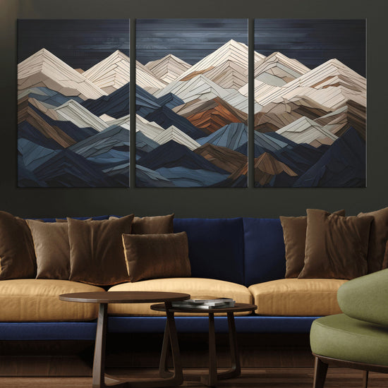Wood Mountain Wall Art | Mountain Canvas Print Wood Decor |